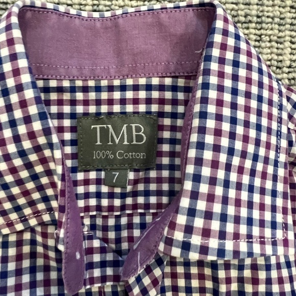 Gorgeous Boys Blue and Purple Check Button Down, Size 7. - Picture 4 of 4